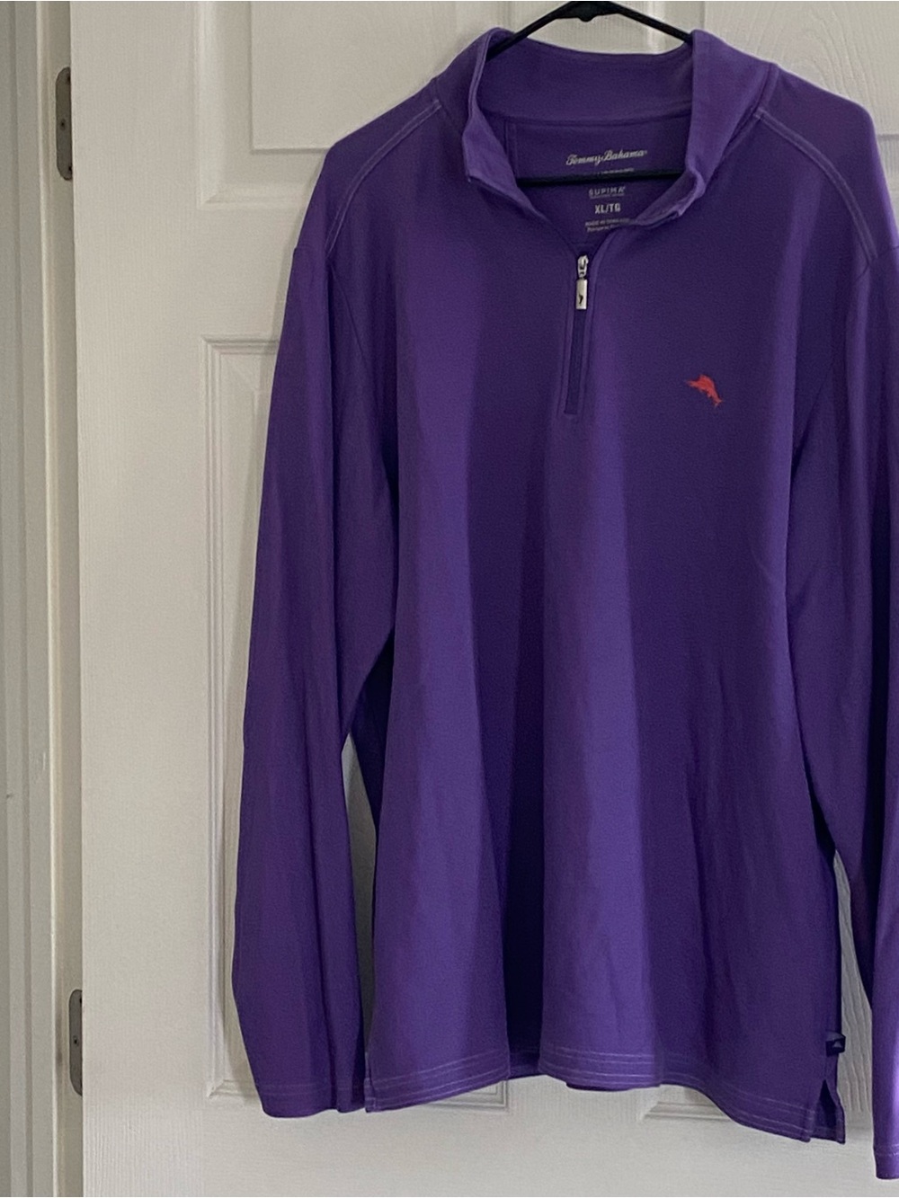Tommy Bahama Purple Quarter-Zip Pullover with a red Markin sz XL